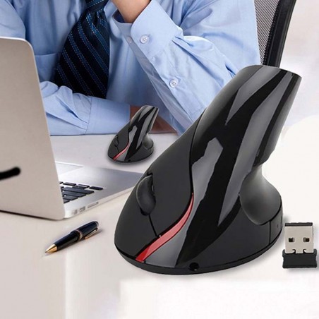 Souris Ergonomique Verticale USB Sans Fil 2.4G avec 3 Niveaux DPI ajustables 800 / 1200 / 1600 et 5 Contrôles Latéraux