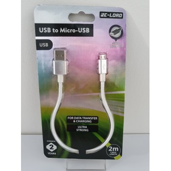 Re-load Câble USB to Micro USB pour transfert de données et chargeur 2m très solide