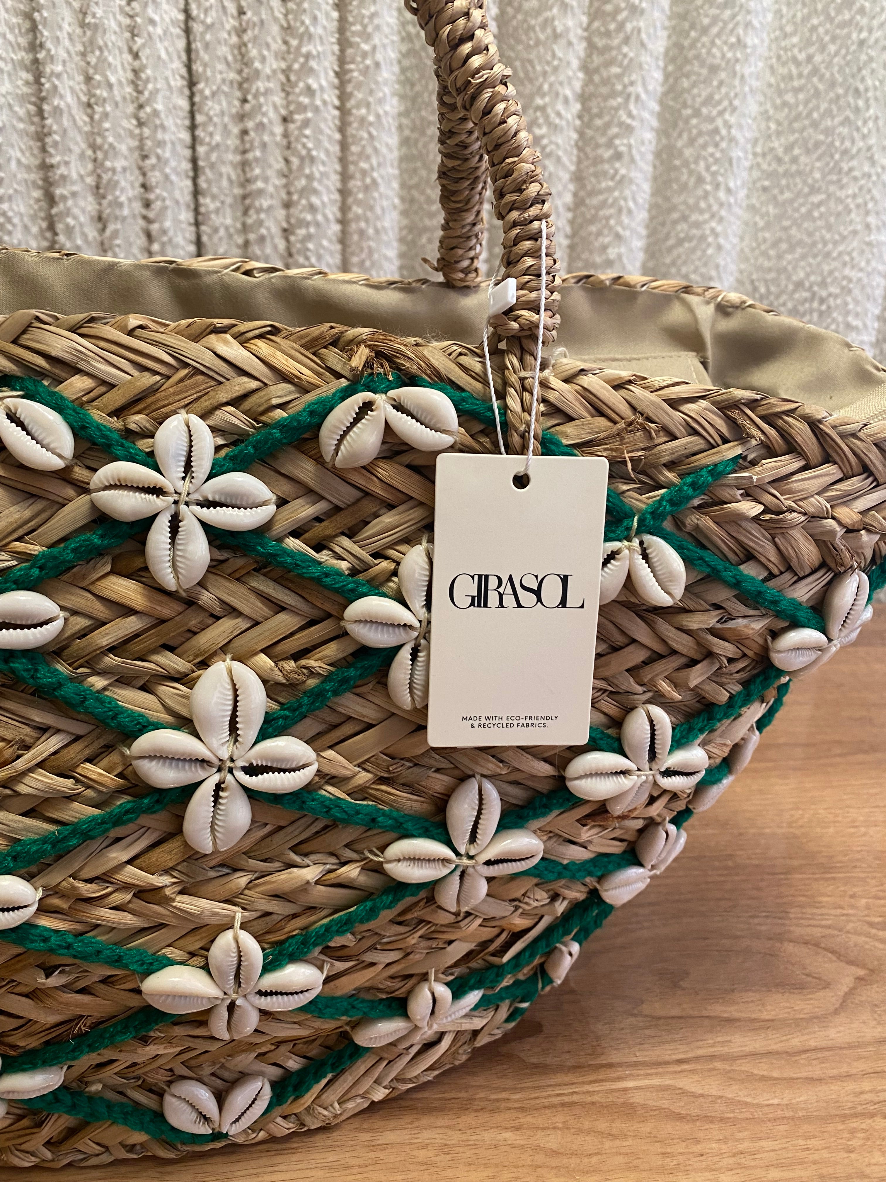 Bolso Artesanal “Mar Verde” de Conchas Blancas |Girasol Collection